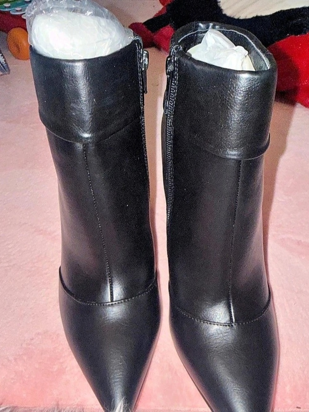 Women's Black Pointed-Toe Heeled Boots Like New